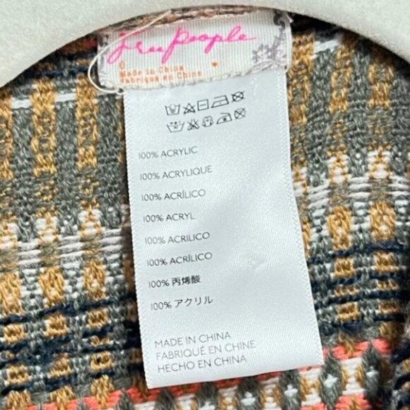 Free People Fringed Boho Ruana Shawl Open Front One Size - Picture 5 of 5